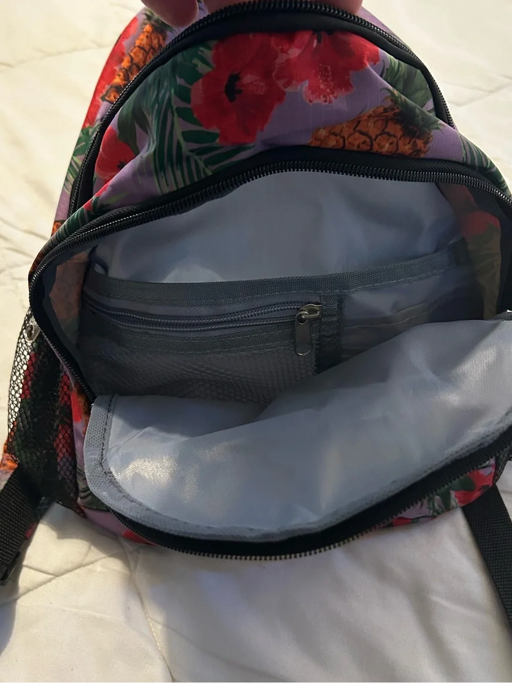 Hawaiian Pineapple Print Mini Backpack - Purple - Picture 4 of 9
